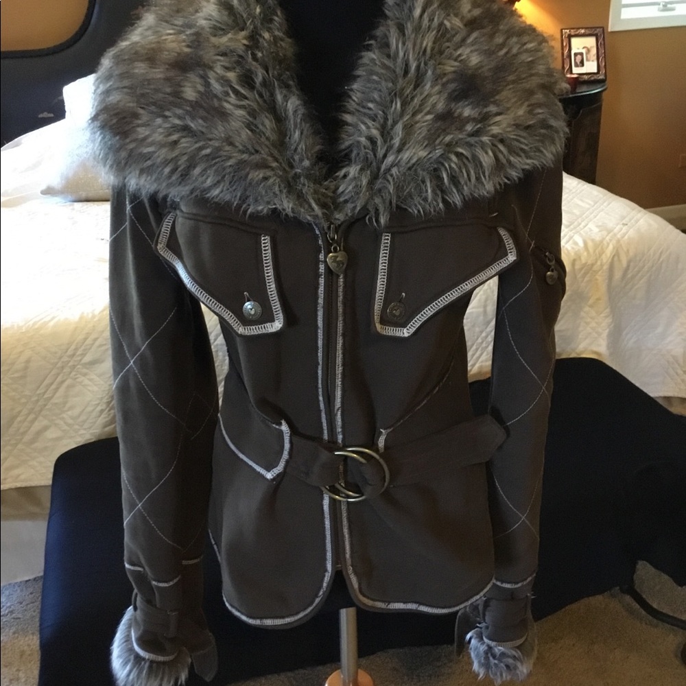 Twisted heart- Faux Fur Trimmed jacket